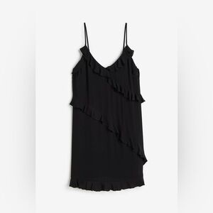 H&M Flounce Detail Ruffle Black Mini Dress